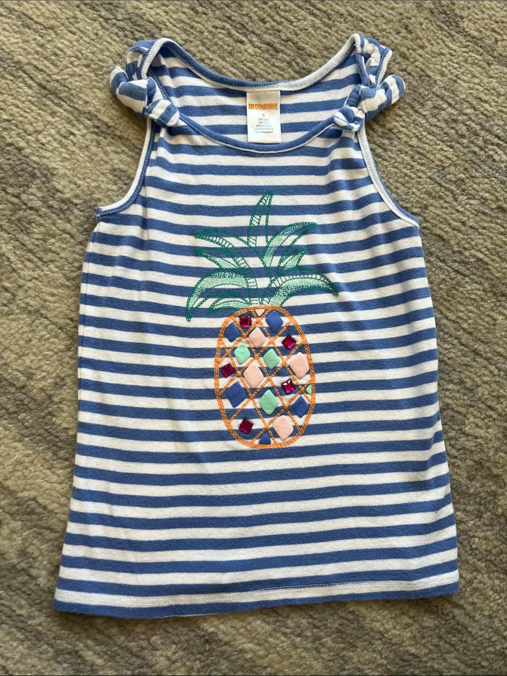 Gymboree Blue & White Striped Pineapple Tank Top